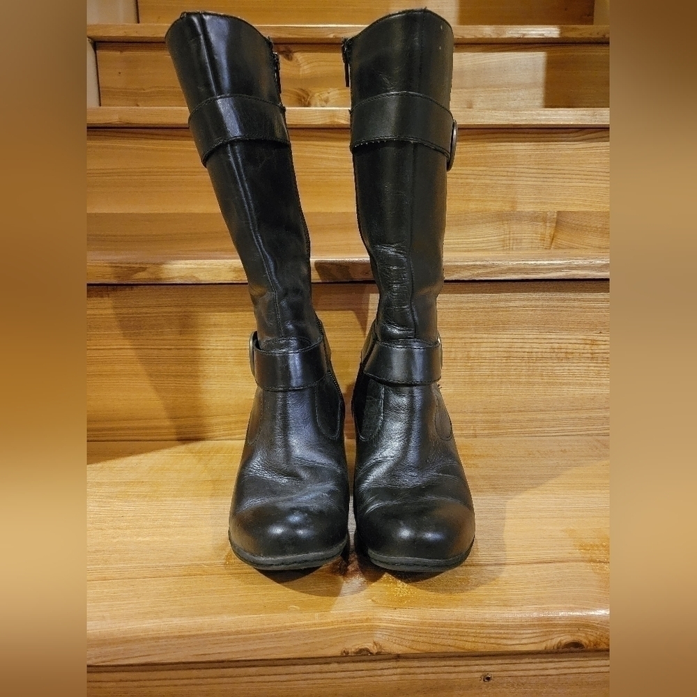 BOC Born Concept black heeled mid calf boot with buckles 6.5 women - Picture 2 of 14